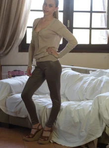 Amazing blonde in grey spandex